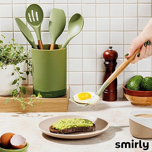 Miniatura 4 de Juego de utensilios de cocina de silicona y soporte para el nuevo hogar y el primer apartamento, juego de artículos esenciales de cocina, espátula,