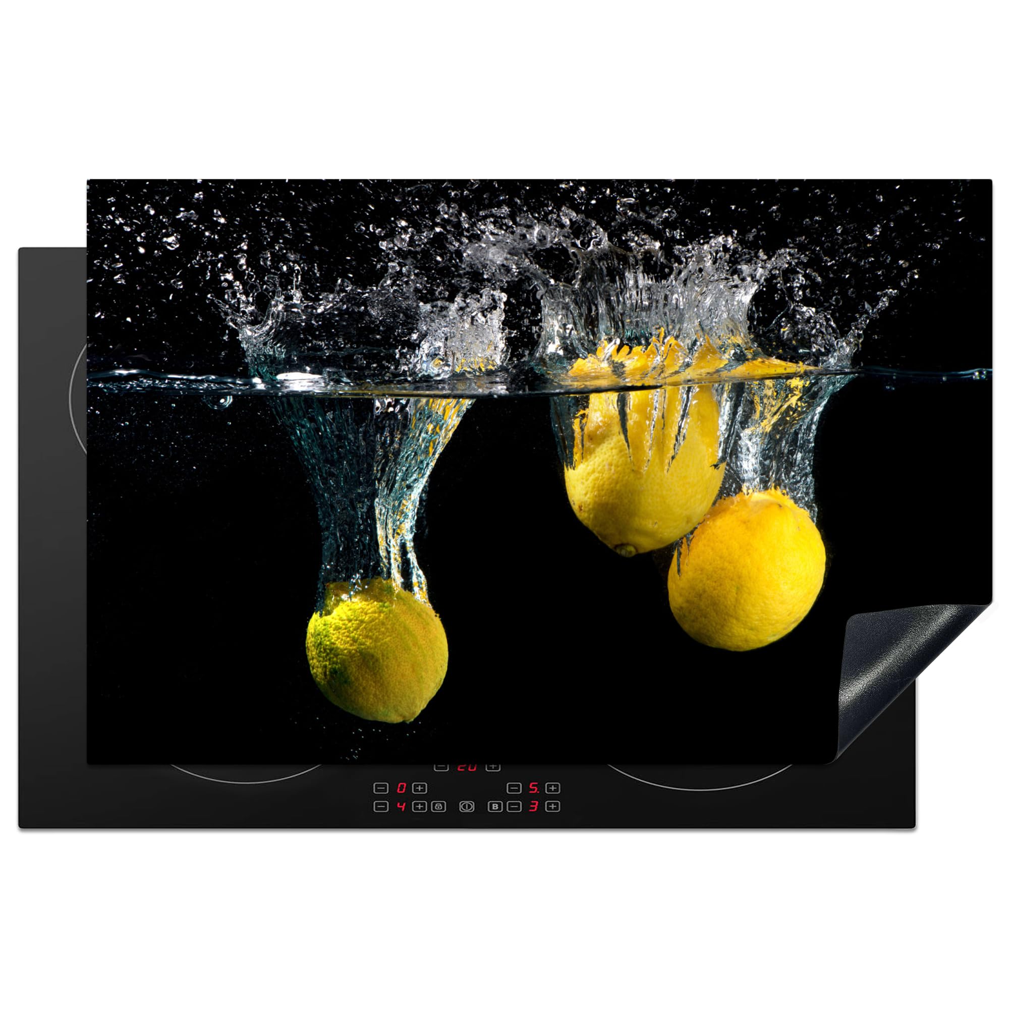 KitchenYeah© Induction Hob Cover Protector Mat 20.8"x32.1" / 81.6x52.7 cm Kitchen Universal Ceramic Covers for Electric Cookers Vinyl Lemon - Fruit - Still Life - Water - Yellow — image 1