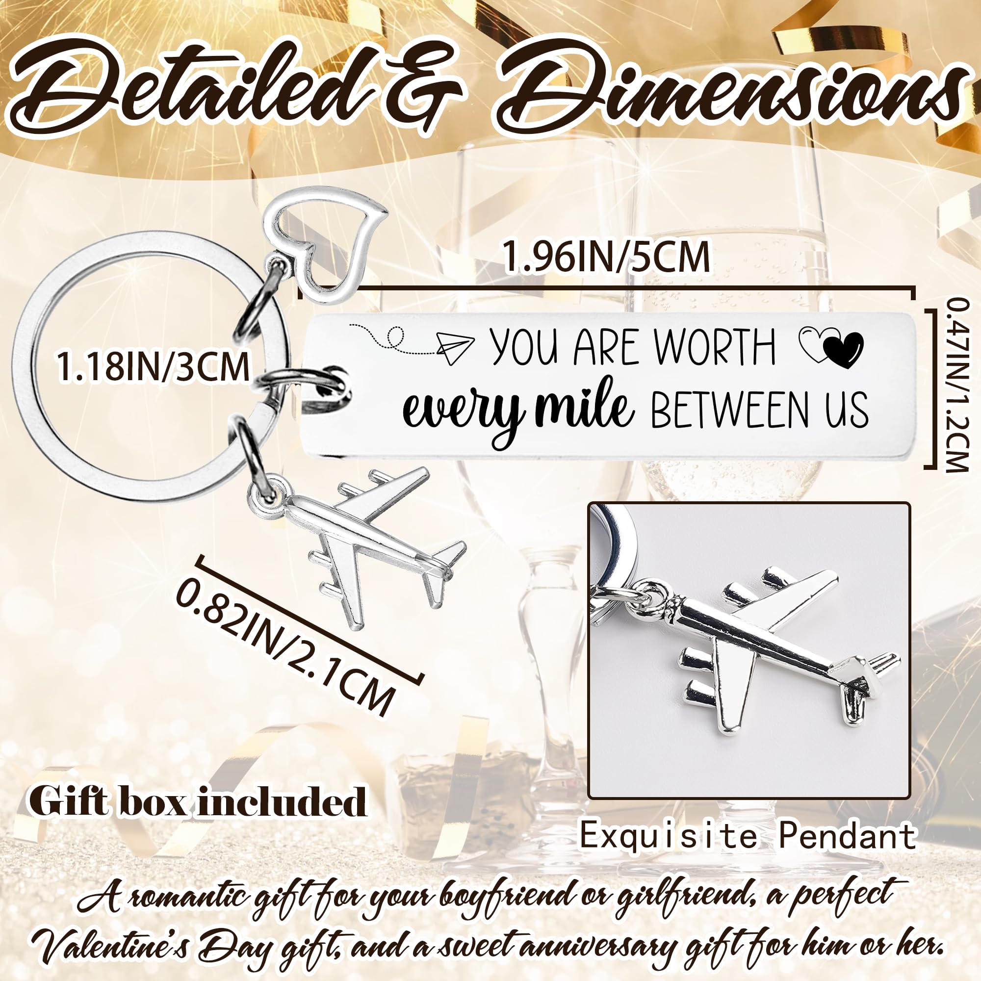 Long Distance Relationship Keychain Gift - Anniversary Couples Gift for Boyfriend Girlfriend, Romantic Keepsake for New Year