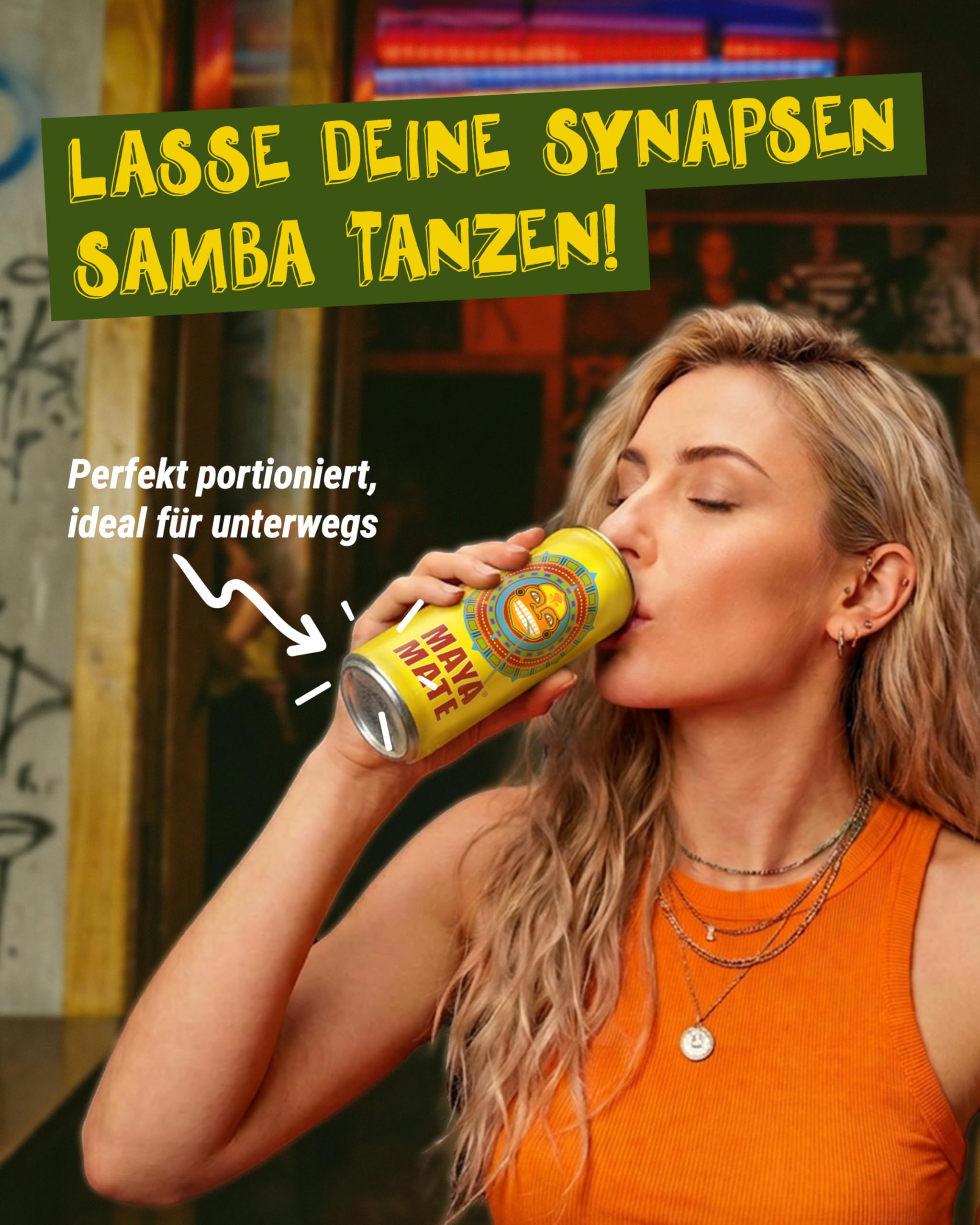 Maya Mate – Mate-Drink natürlicher Energy Drink 24 x 330 ml Dosen – Softdrink mit herb-frischem Mate-Geschmack mit 21,5 mg Koffein pro 100 ml – Belebendes Erfrischungsgetränk im stylischen Design
