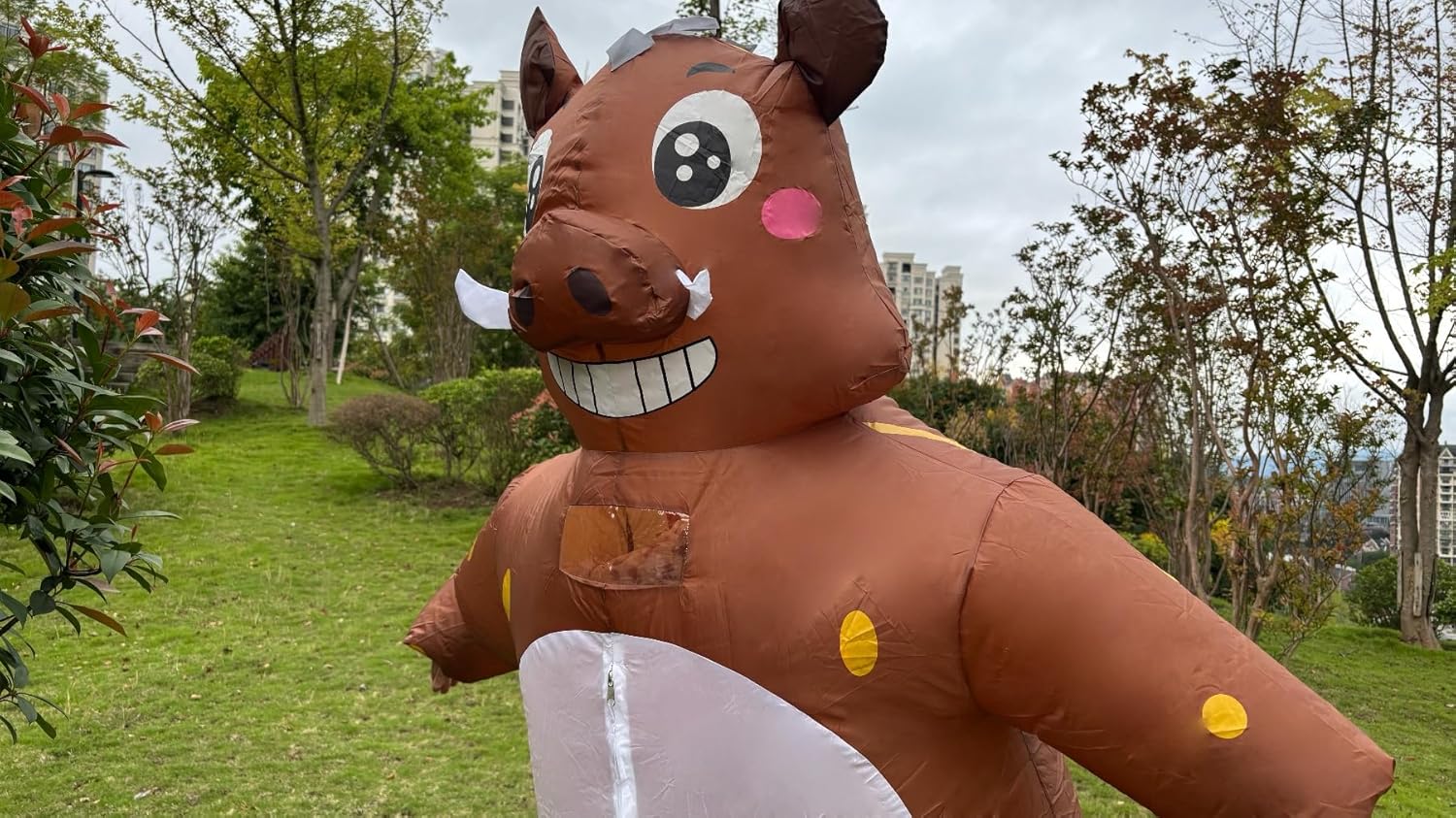 Jumbo 7.2ft Inflatable Wild Boar Costume | Full Body Hog Pig Costume | Suit for Halloween Party |Adult Teens Size 5.3-6.5Ft Brown