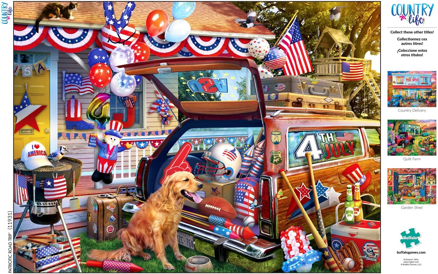 Buffalo Games - Patriotic Road Trip - 1000 Piece Jigsaw Puzzle, Red