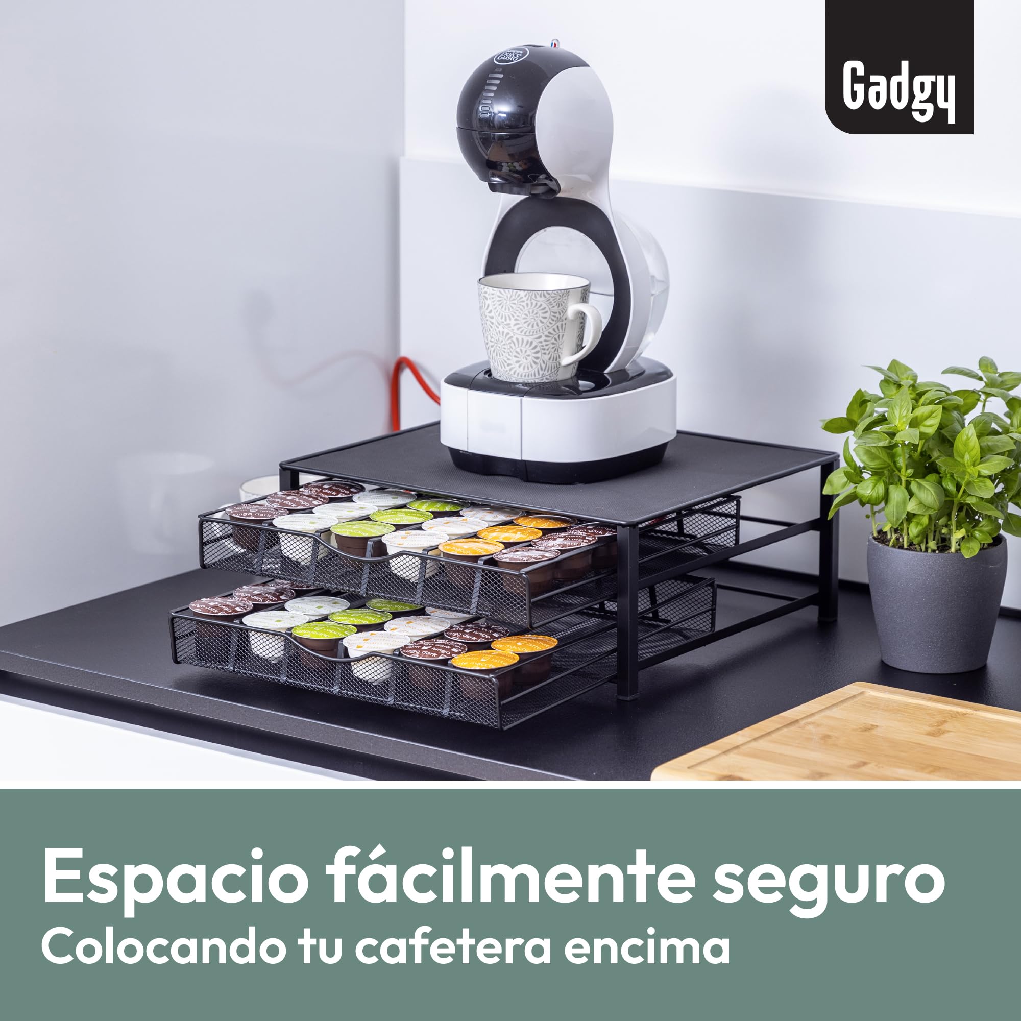 Gadgy Porta Cápsulas Dolce Gusto – Organizador para 72 Cápsulas, Metal Negro, Antideslizante y Resistente a Golpes, Portacápsulas para Café