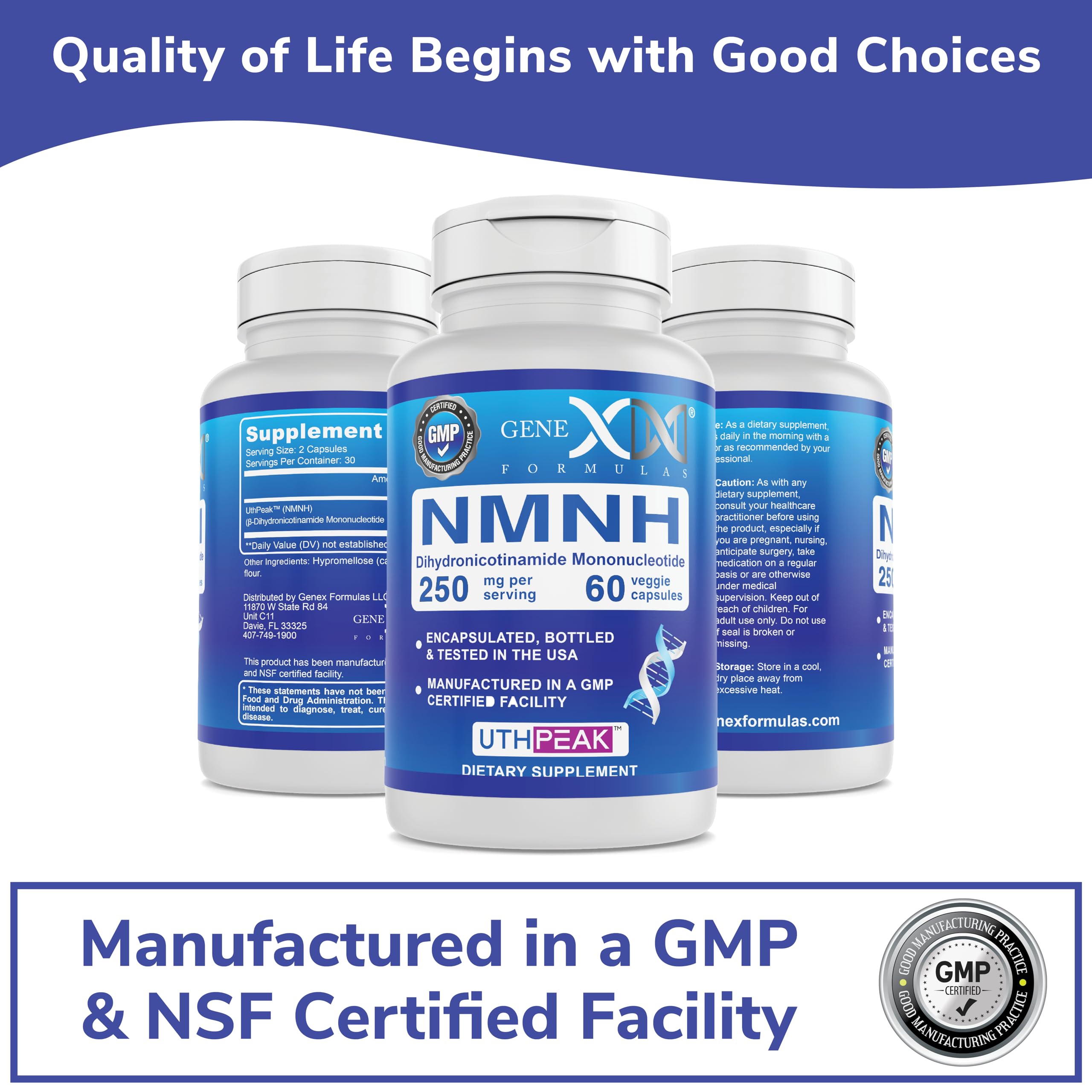 Genex Formulas NMN 250 mg Dose Stabilized Form 99% Pure Supplement 60 Caps — Amazon image 5