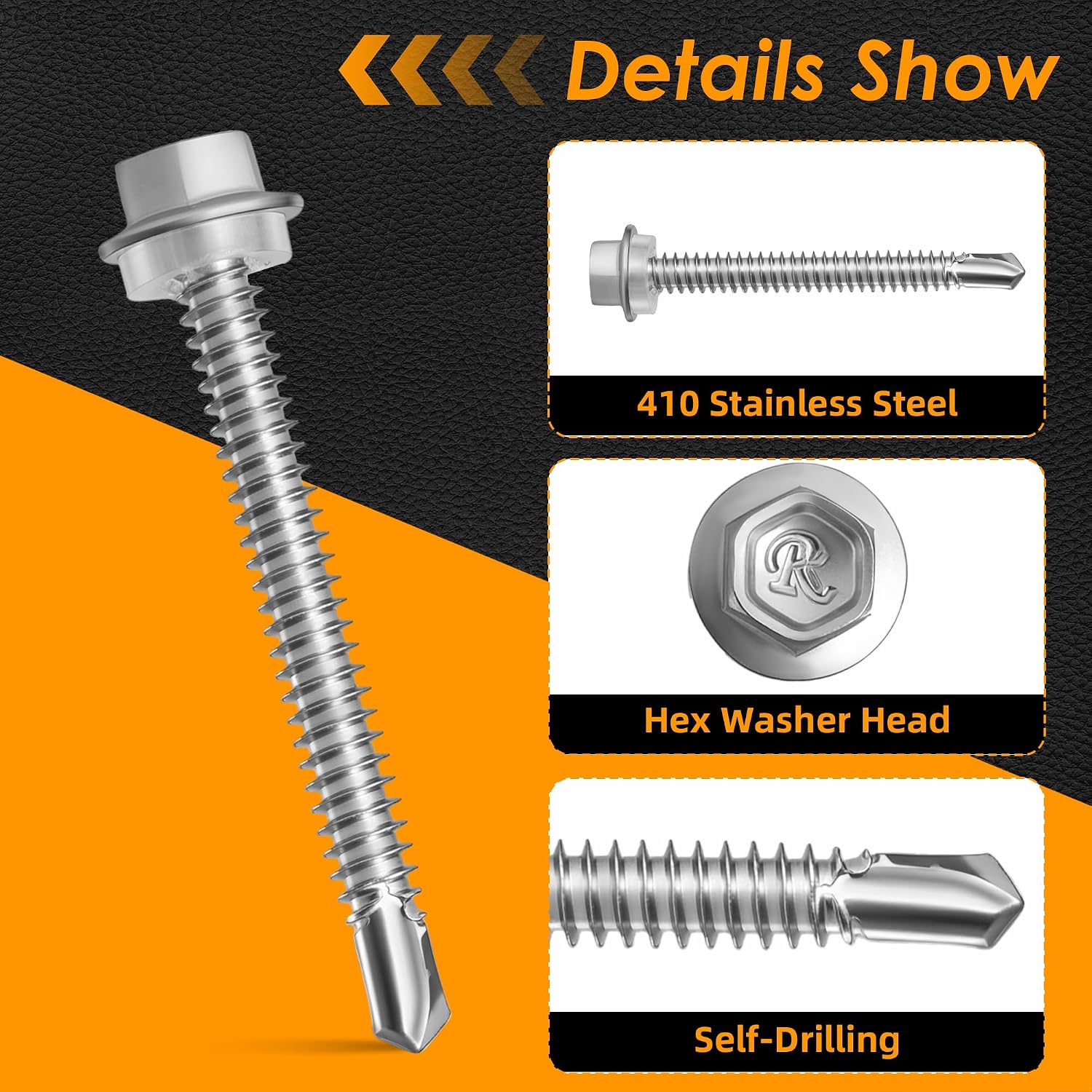 #8×3/4" 120Pcs 410 Stainless Steel TEK Self Drilling Screws