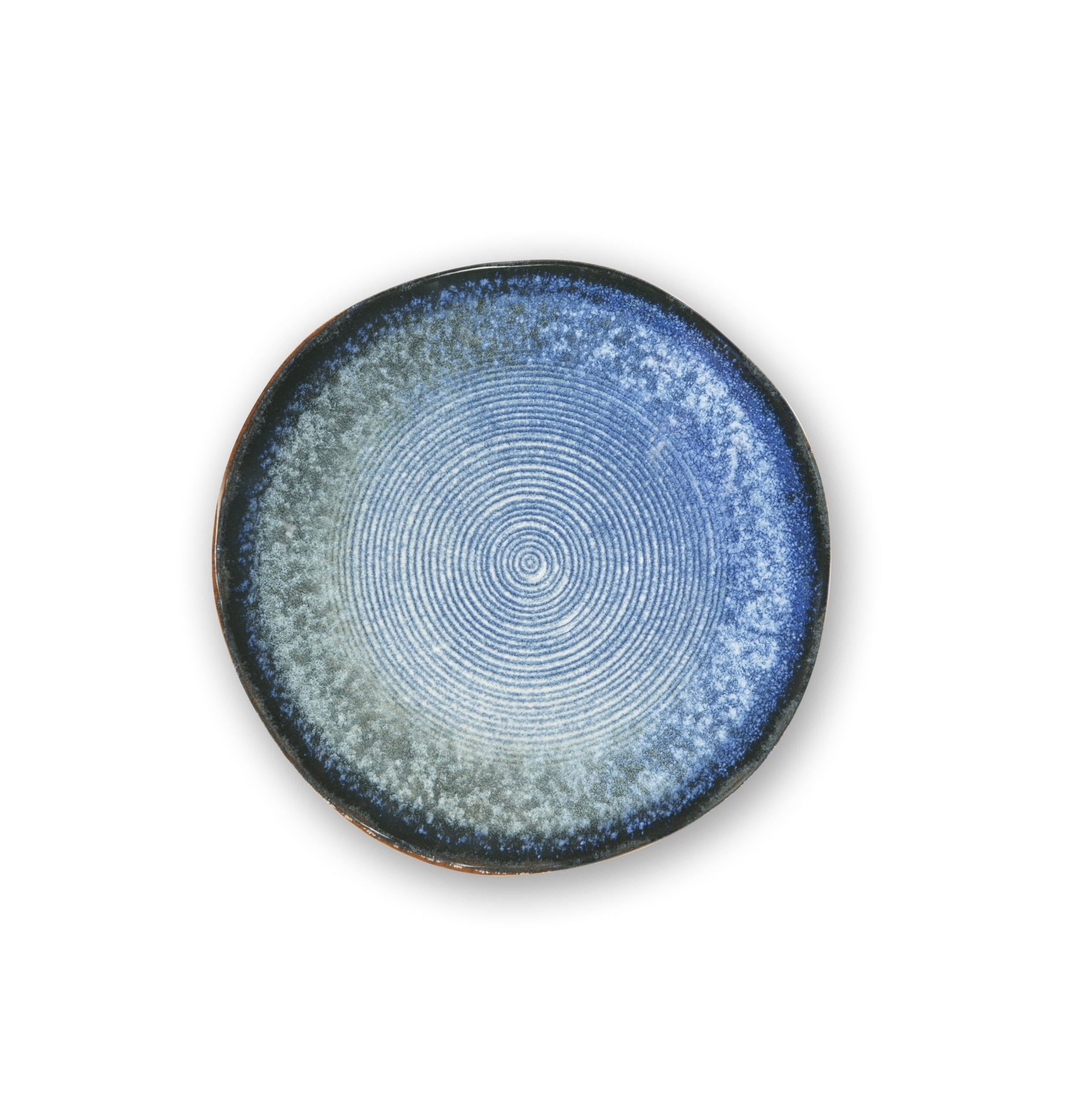 Excelsa Poseidone Lot de 6 assiettes creuses en céramique, décoration numérique bleu dégradé avec relief
