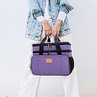 Vista 7 de LUXJA 2 Layers Medicine Bag with Detachable Divider, Pill Bottle Organizer Suitable for Home or Travel Use, Purple Púrpura