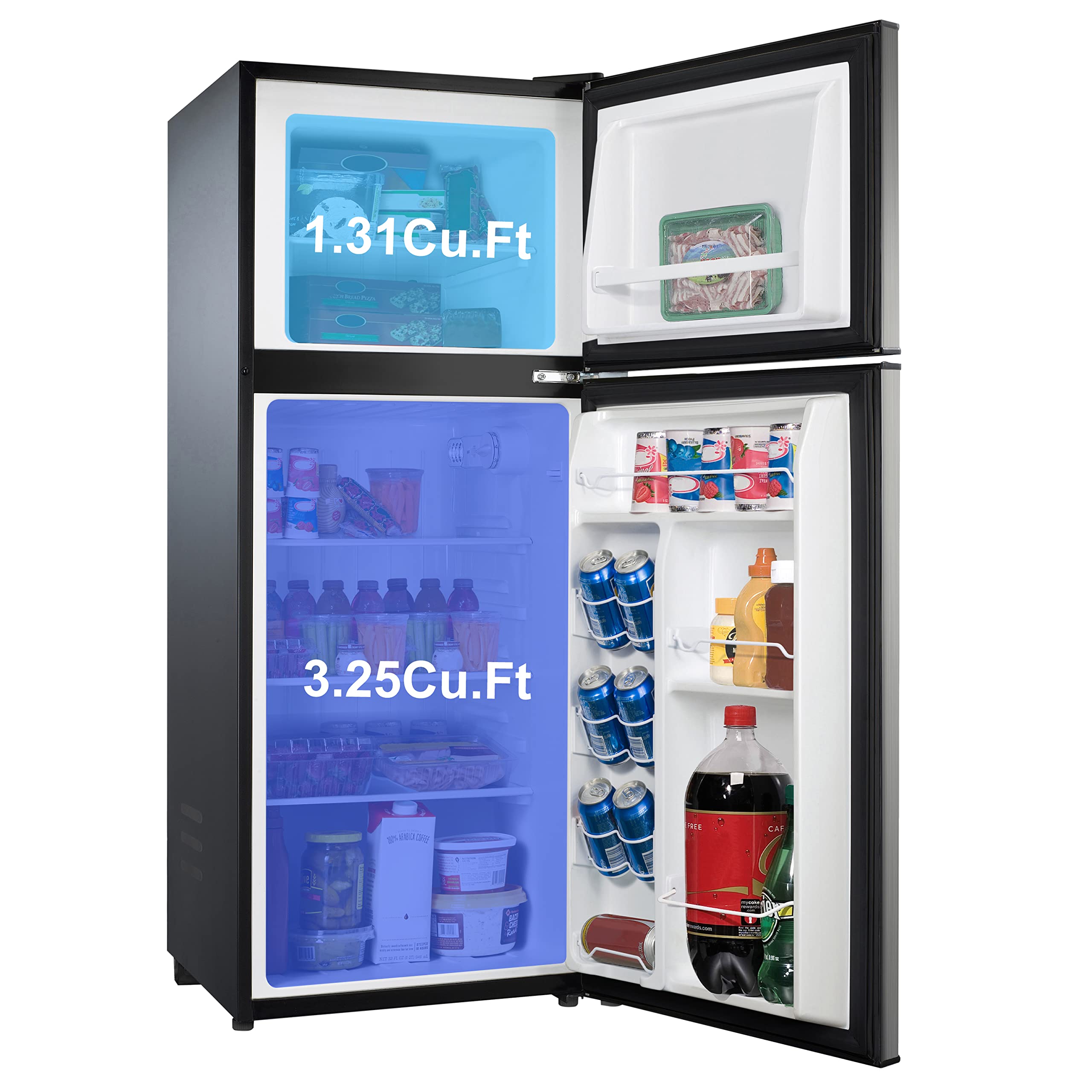 Buy 4.6. Cu ft Two Door Mini Fridge with Freezer, Stainless Steel Look