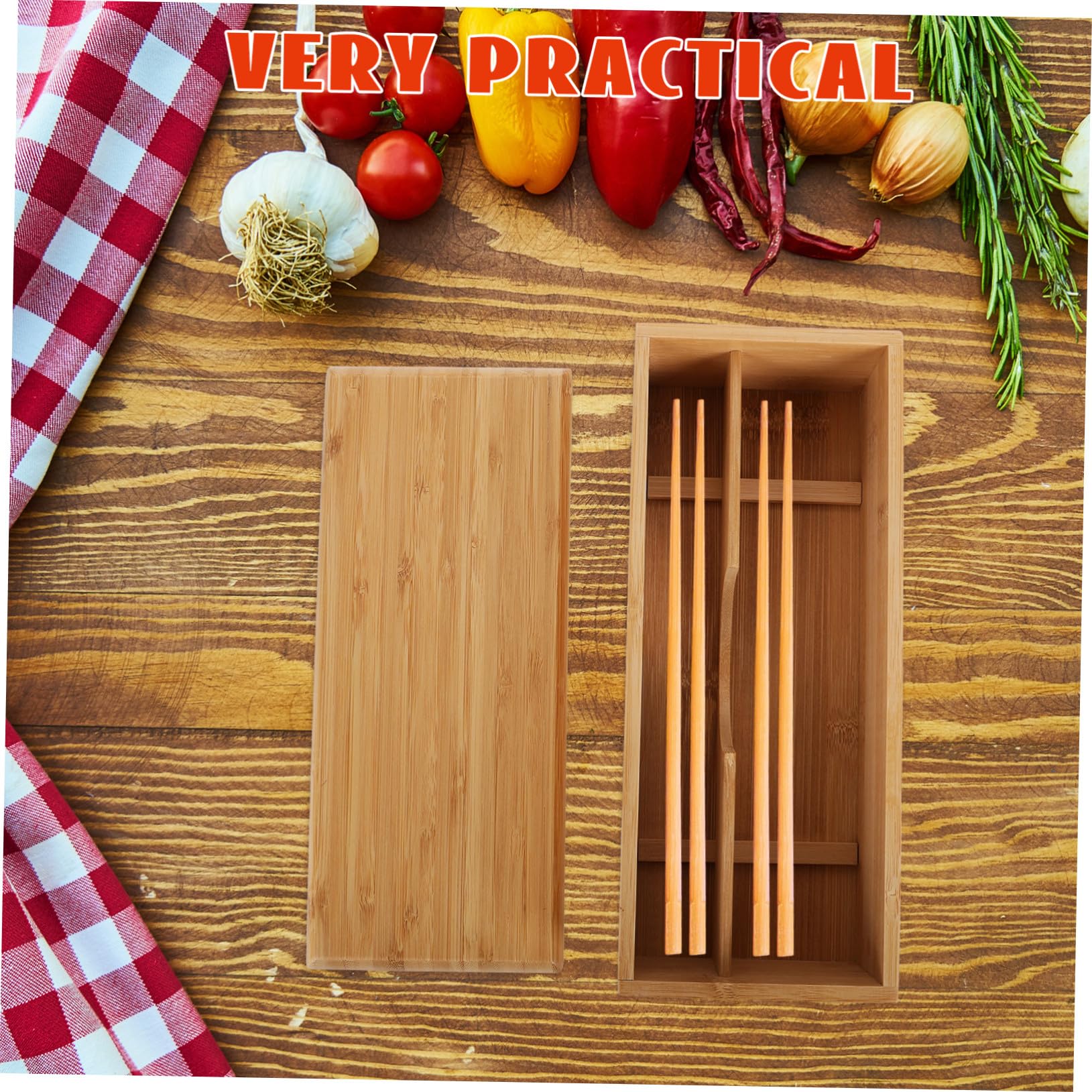 Essstäbchenbox Bambus Aufbewahrungsbox Mit Deckel Küchen Besteckorganizer Multifunktional Für Essbereich Und Schubladen