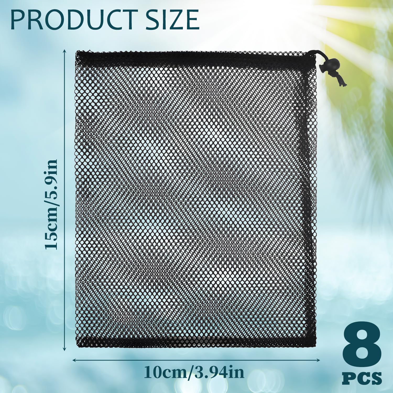 Sac à cordon en maille, grand sac à cordon en maille, organisateur de cordon, sacs de rangement, sacs en maille noire, sacs en filet en nylon pour piscine, plage