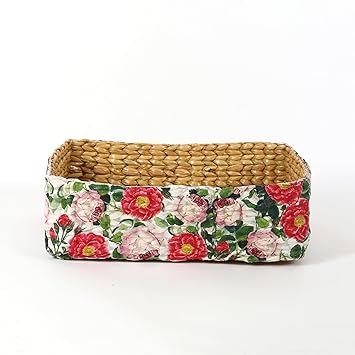 Habere India-All the Cultures Fabricating India Desk Organiser | Table Organiser | Office Desk Organizer | Jute Table Organizer - Rectangular, (L:22Xw:16Xh:9 Cm) (Design 09) - image, photos