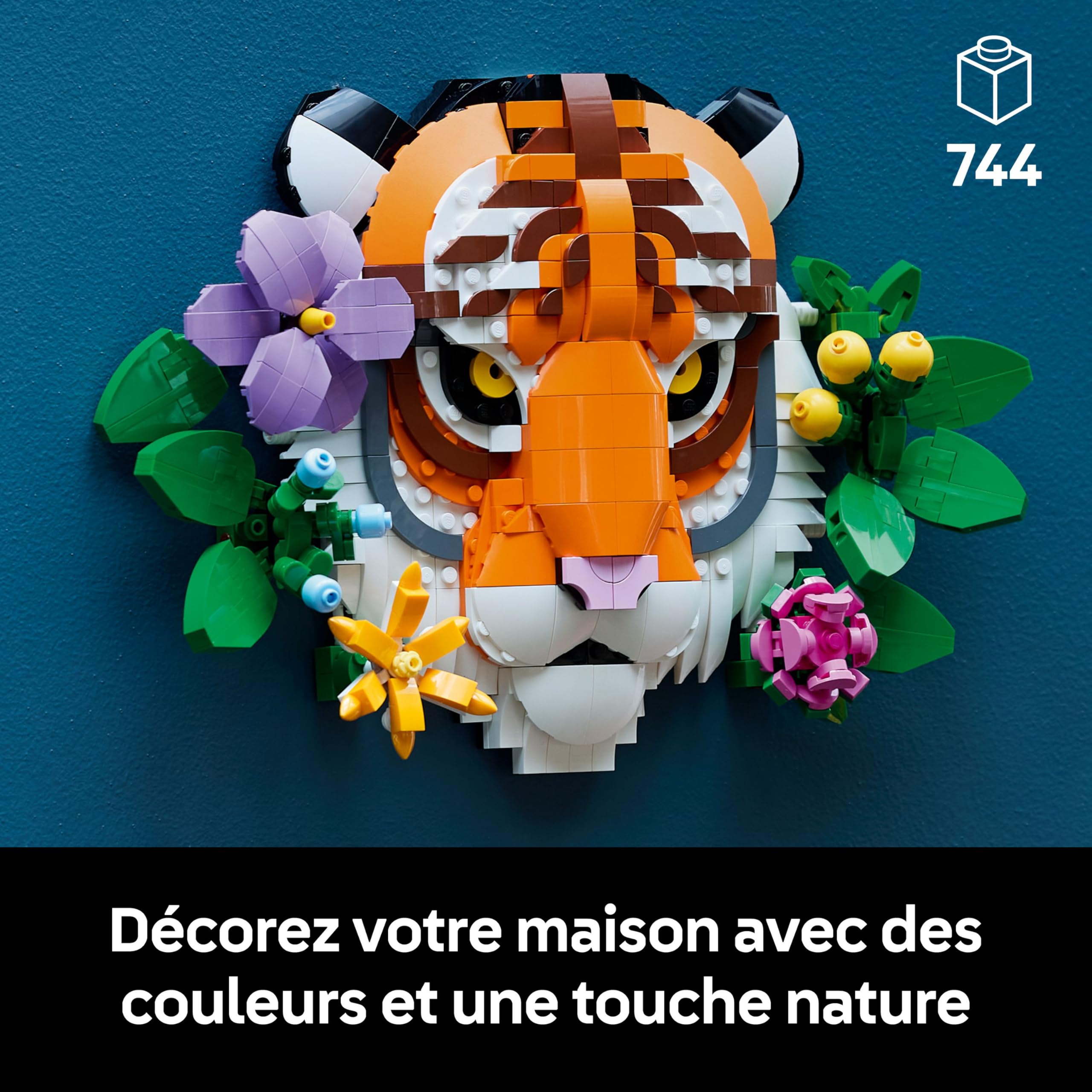 LEGO Art La Collection Faune – Le Tigre - Set De Construction Pour Adulte - Décoration Murale 3D Avec Animal & Fleurs De La Gamme Botanicals - Projet Déco DIY Pour Maison Ou Bureau - Idée Cadeau 31217