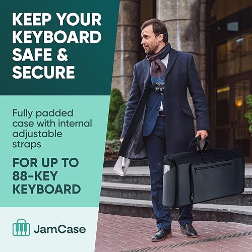 Miniatura 2 de Rhino JamCase Funda de teclado para piano de teclado de 88 teclas  7.5 x 19.5 x 57 pulgadas bolsa de concierto hecha de tela 600D duradera  Cubierta