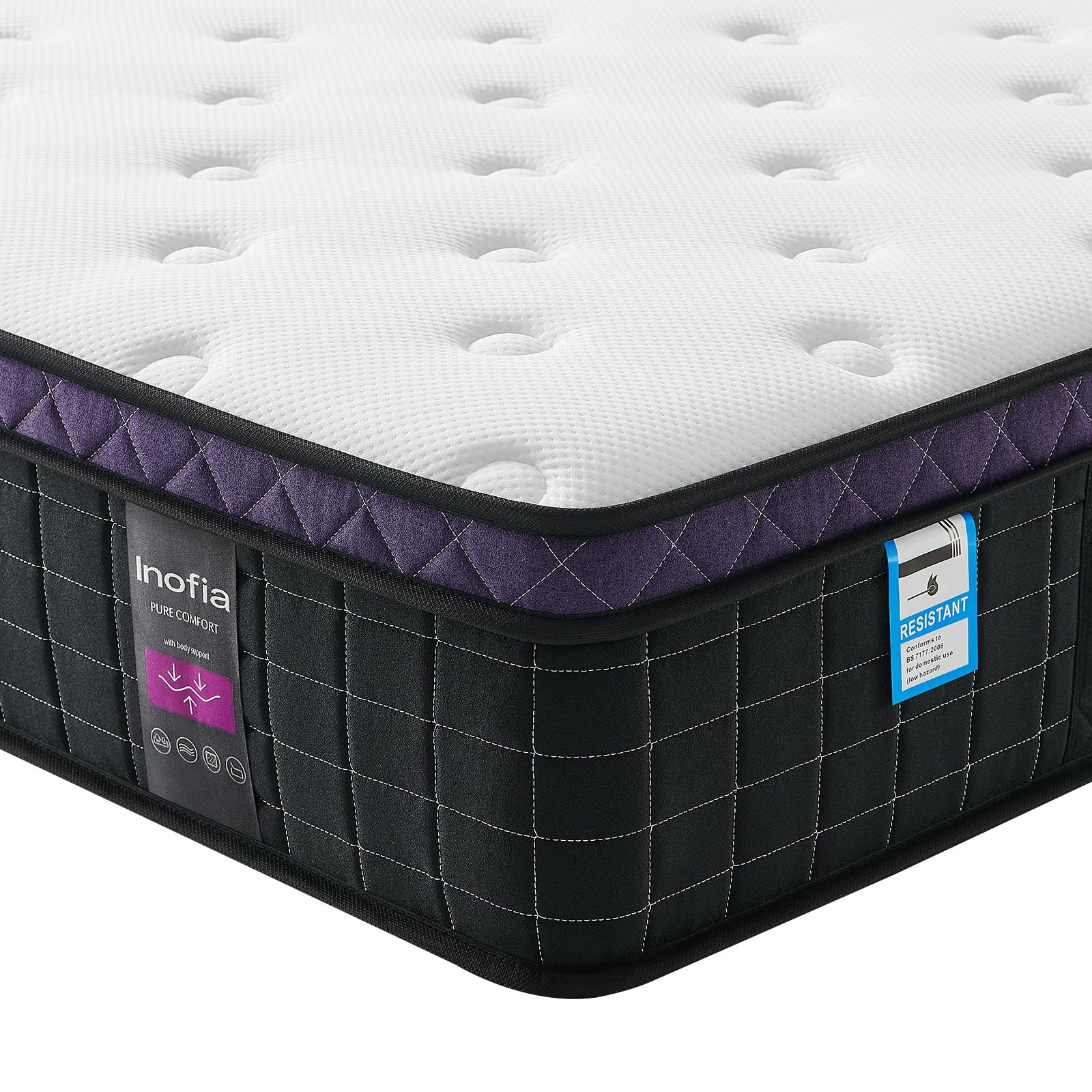 Inofia Single Mattress 3FT,12 Inch Memory foam mattress, Pocket Sprung Hybrid,Orthopaedic Pressure Relief Motion Isolation,Medium Firm,Mattress in a Box