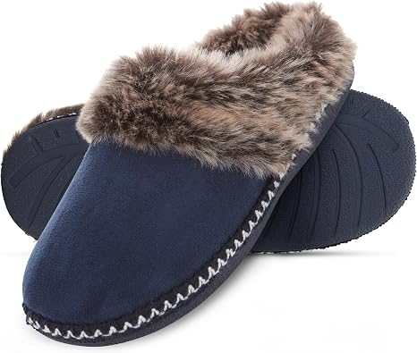 House Slippers for Women, Aztec Fur Lined Clog Womens Slippers Cozy Memory Foam with Indoor and Outdoor Anti Skid Sole