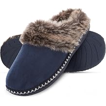 Floopi House Slippers for Women, Aztec Fur Lined Clog Womens Slippers Cozy Memory Foam with Indoor and Outdoor Anti Skid Sole