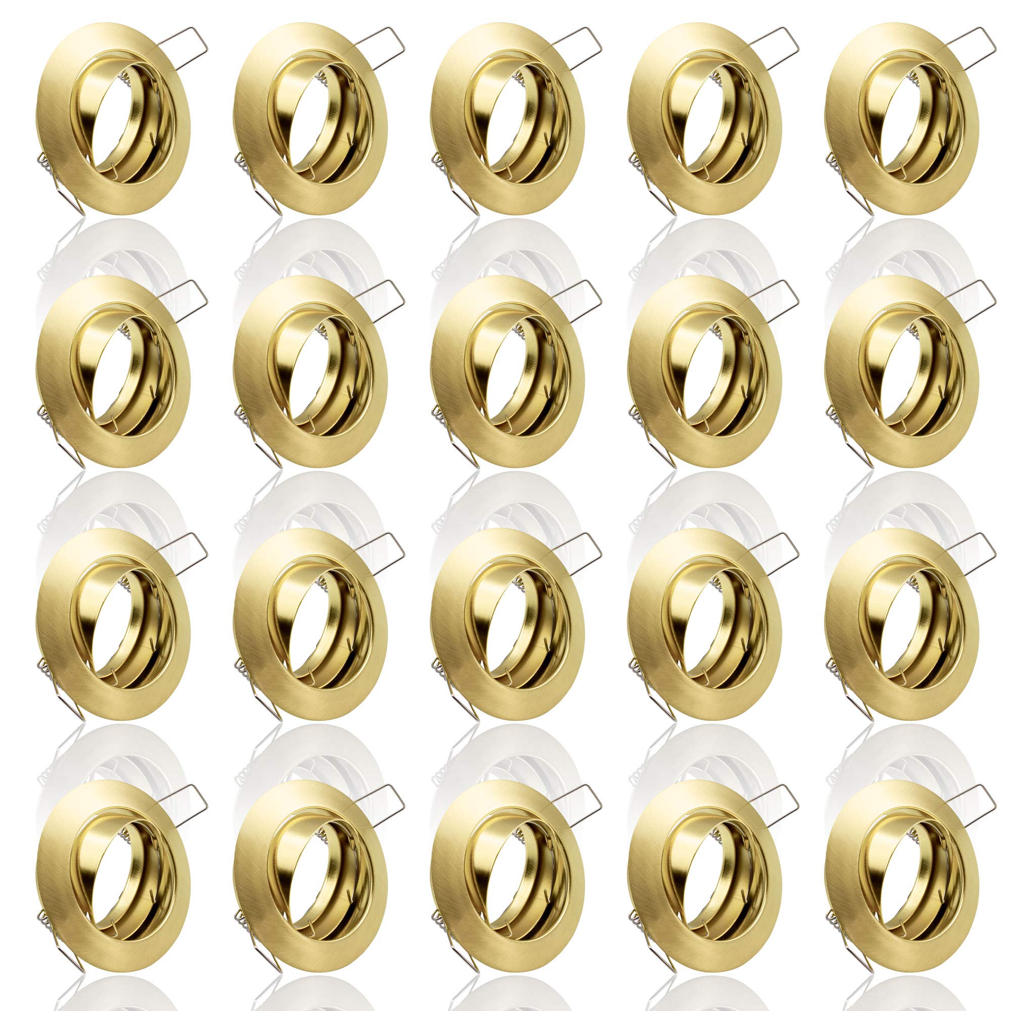 Maxkomfort 20x SET Einbaustrahler + GU10 für 230V gold Schwenkbar rund Einbau Spots Decken Strahler Leuchte Spots Deckenleuchte Lampe Einbauleuchte Einbaurahmen 104S-TP GD