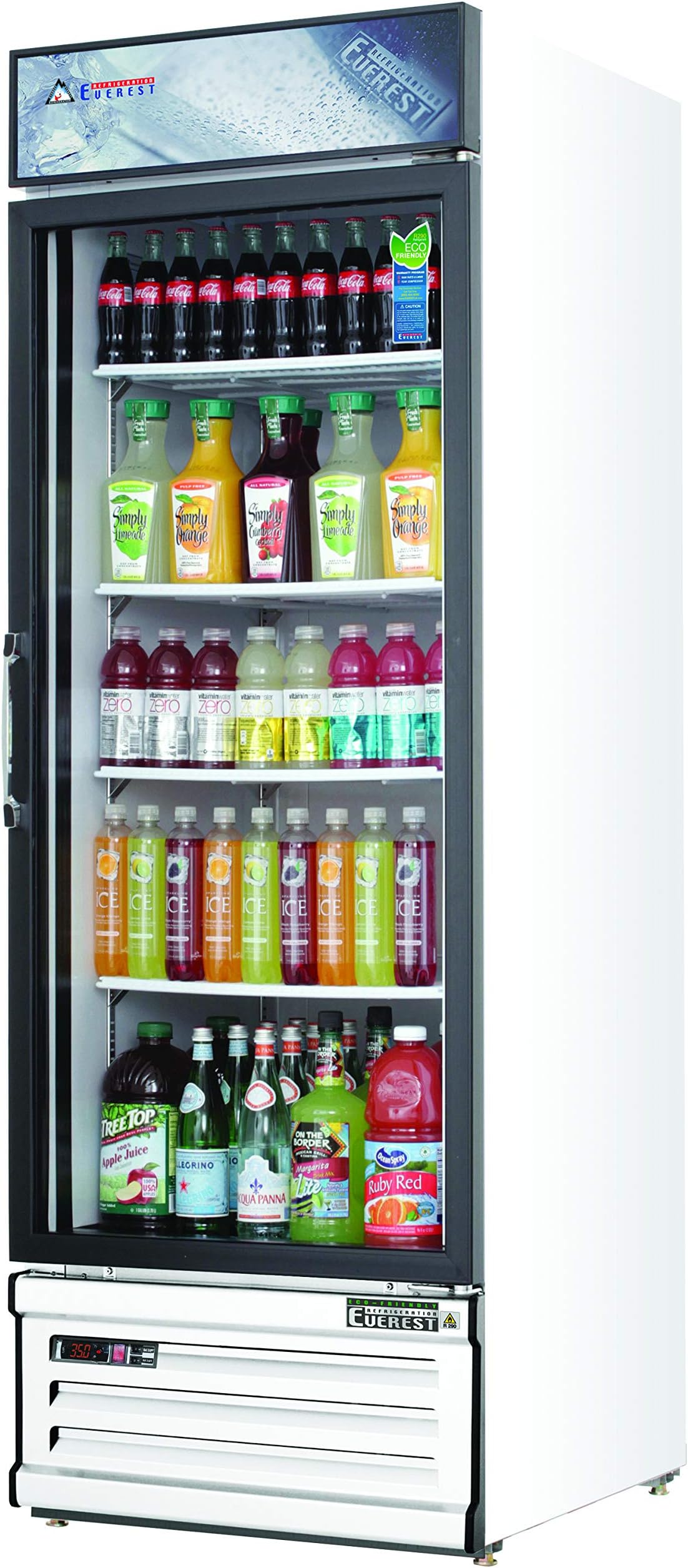 Everest RefrigerationEMGR20 24-3/4' Single Swing Glass Door Reach-in Merchandiser Refrigerator, 20-Cubic Feet, NSF
