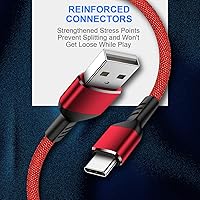 Vista 3 de Cable de carga para NS Switch and Switch Lite Paquete de 2 cables de carga de nailon trenzado USB C a USB A tipo C de sincronización rápida