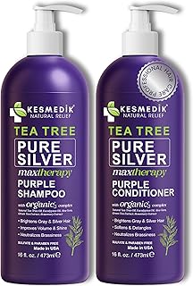 Tea Tree Purple Shampoo & Conditioner Set with Rosemary & Aloe, Professional Anti Brass