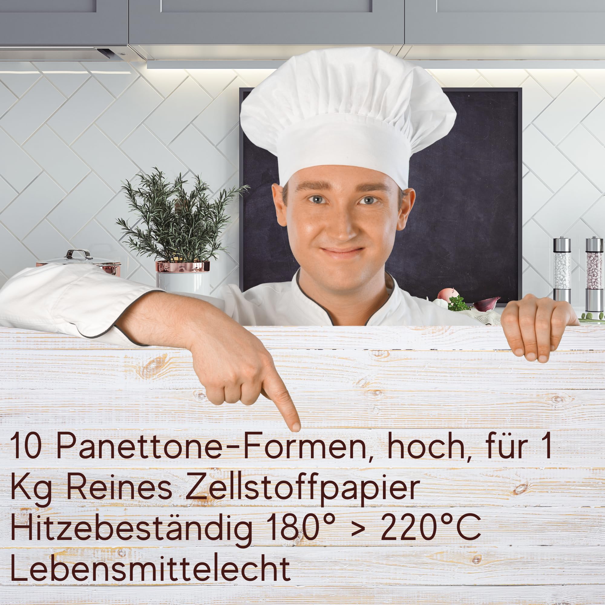 FAH - Stampo per Panettone Alto Qualità Premium 1 Kg (10pz) | Pirottini Panettone Professionale di Carta Ondulata di Pura Cellulosa in Microonda Progettato per Panettoni
