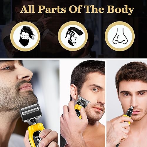 Miniatura 2 de KEMEI 1878 - Cortadora de barba para hombres, 3 en 1, afeitadoras para hombres, recortadora de pelo de nariz inalámbrica con cabeza extraíble,