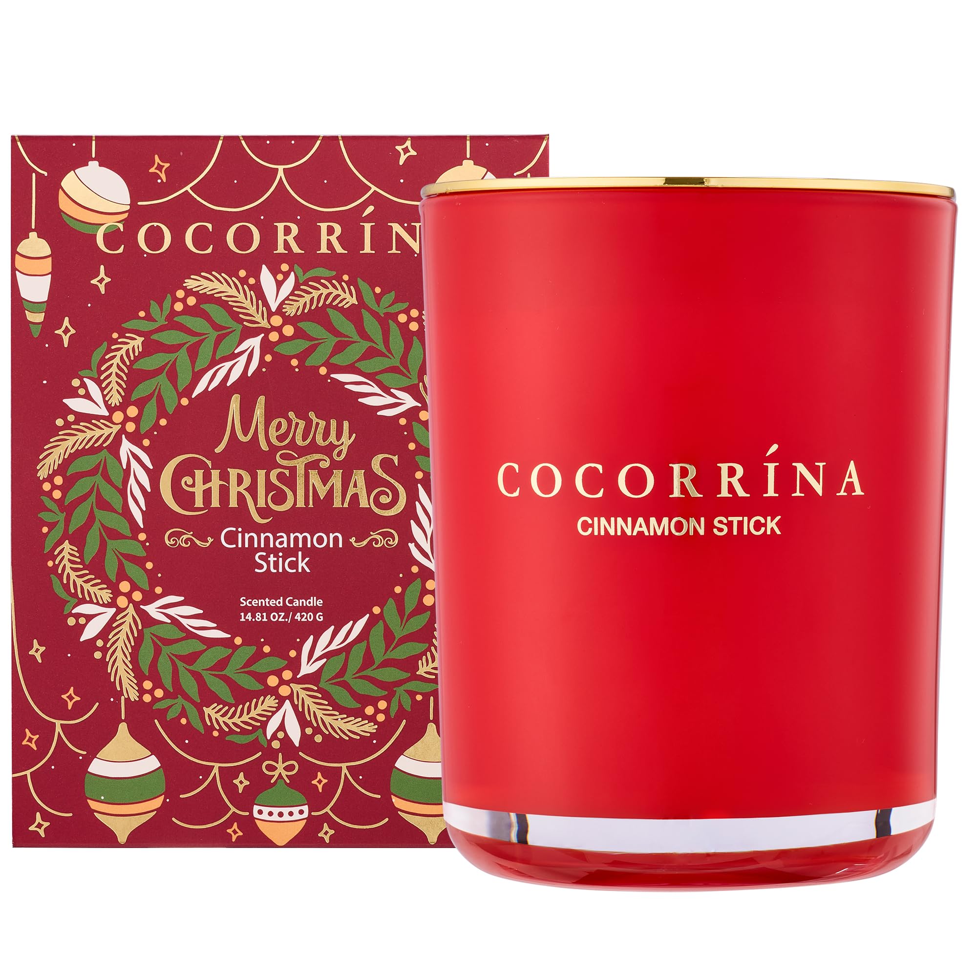 Cocorrína Candle Velas Aromáticas de Cera de Soja - Cinnamon Stick, Vela de Cera Natural para el Hogar, duración hasta 46 horas, 420g Velas Perfumada