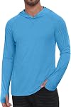 Men's Sun Protection UV Shirt UPF 50+ Quick Dry Long Sleeve Hoodies Rash Guard Fishing Swim T-Shirts Green