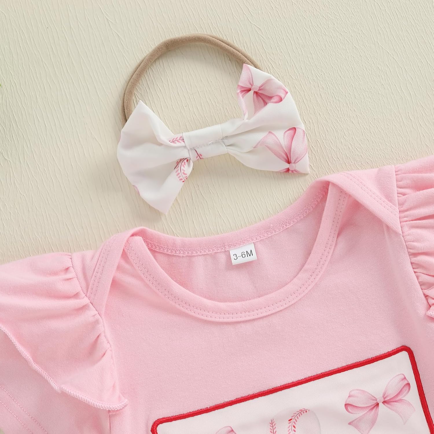 Baby Girl Baseball Outfit Ruffle Short Sleeve Bubble Romper Bow Plaid Tutu Skirt Newborn Summer Clothes Headband 0-18M - Image 4