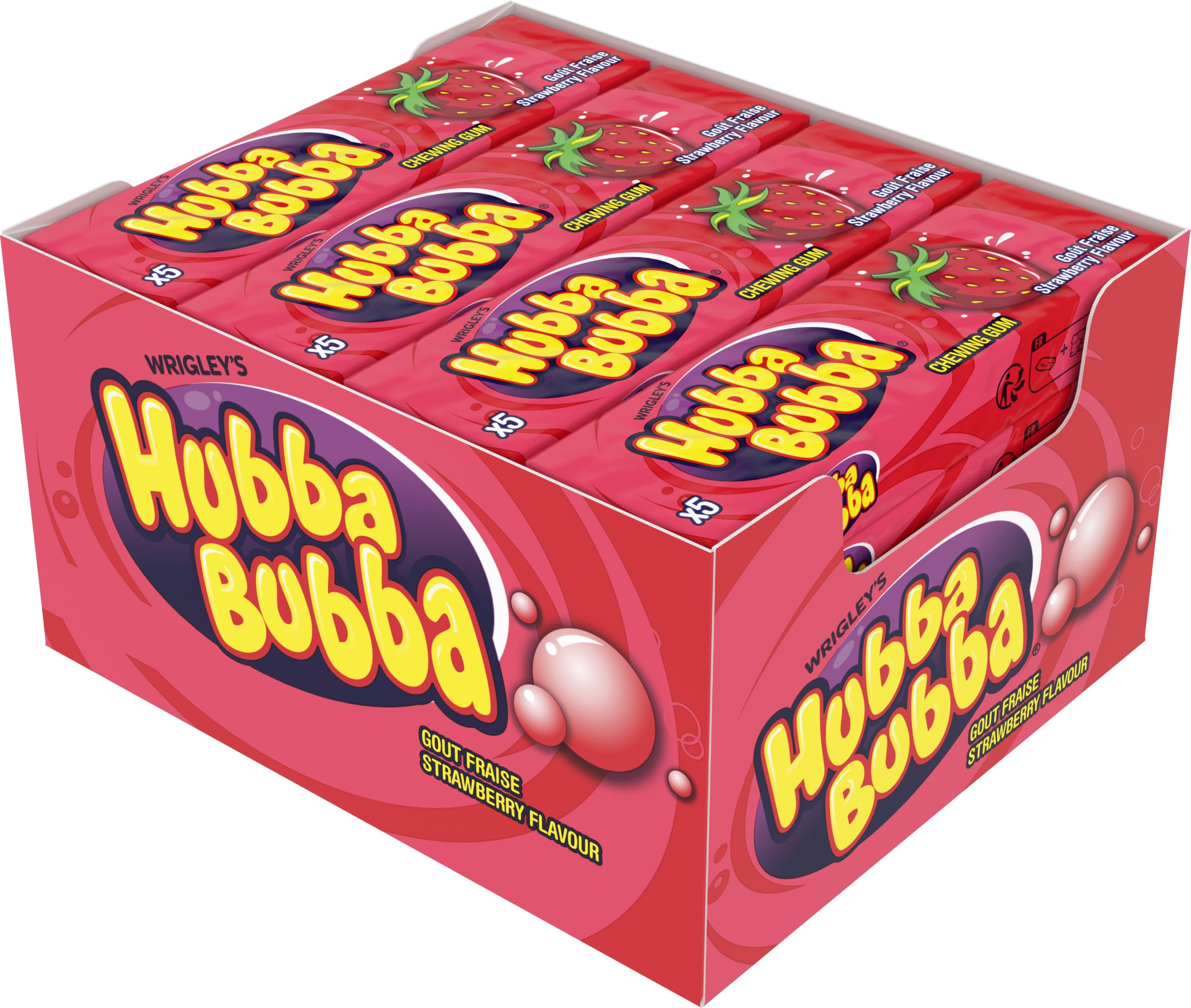 HUBBA BUBBA Bubble Gum Maxi Cubes Goût Fraise - 20x5 Cubes - 700g