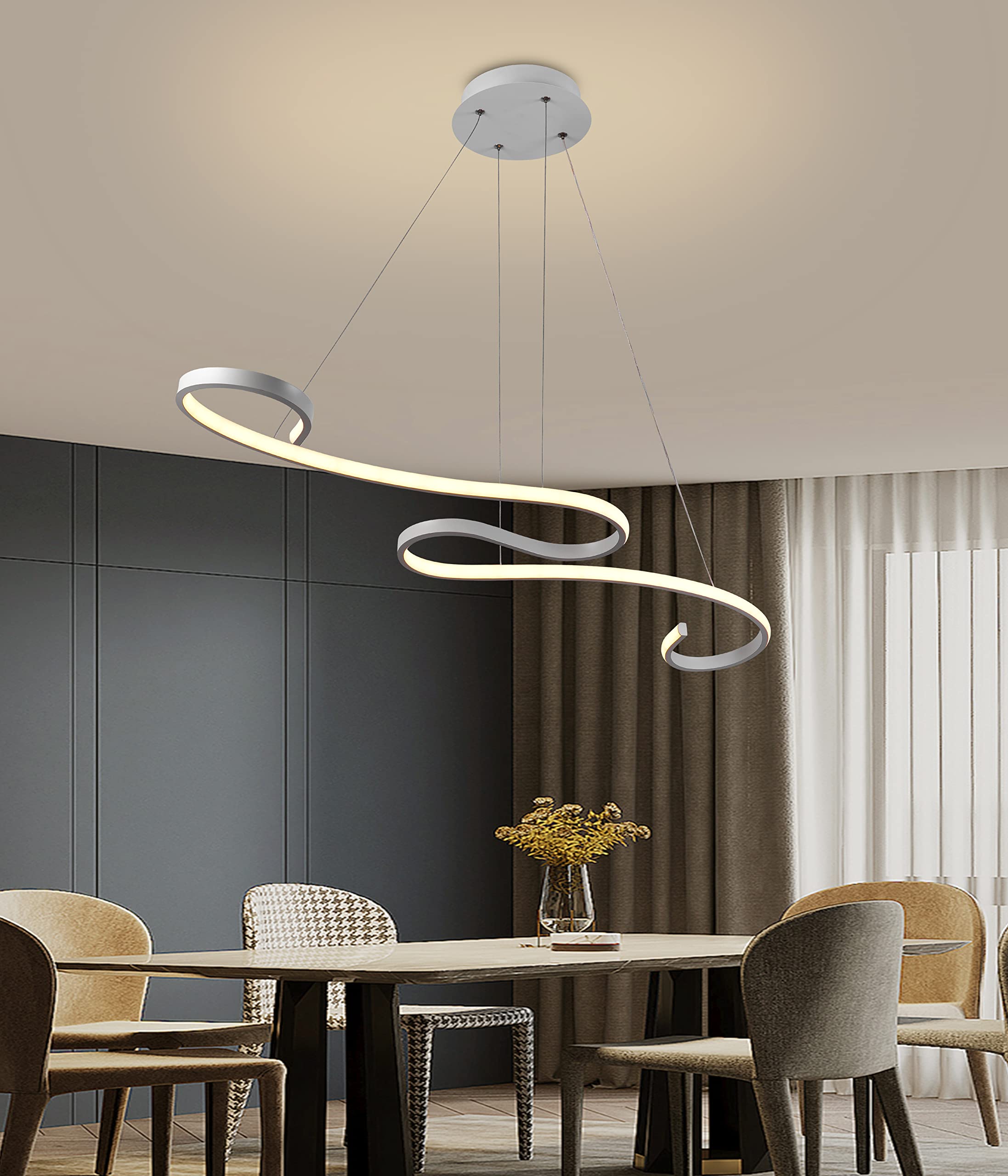 Arcadia Lampadario Led Soffitto a Sospensione Moderno con Luce Calda e Fredda Dimmerabile, Telecomando e App per Cellulare - Lampadario Camera da Letto, Soggiorno, Cucina e Cameretta - 3000 LM 100 Cm