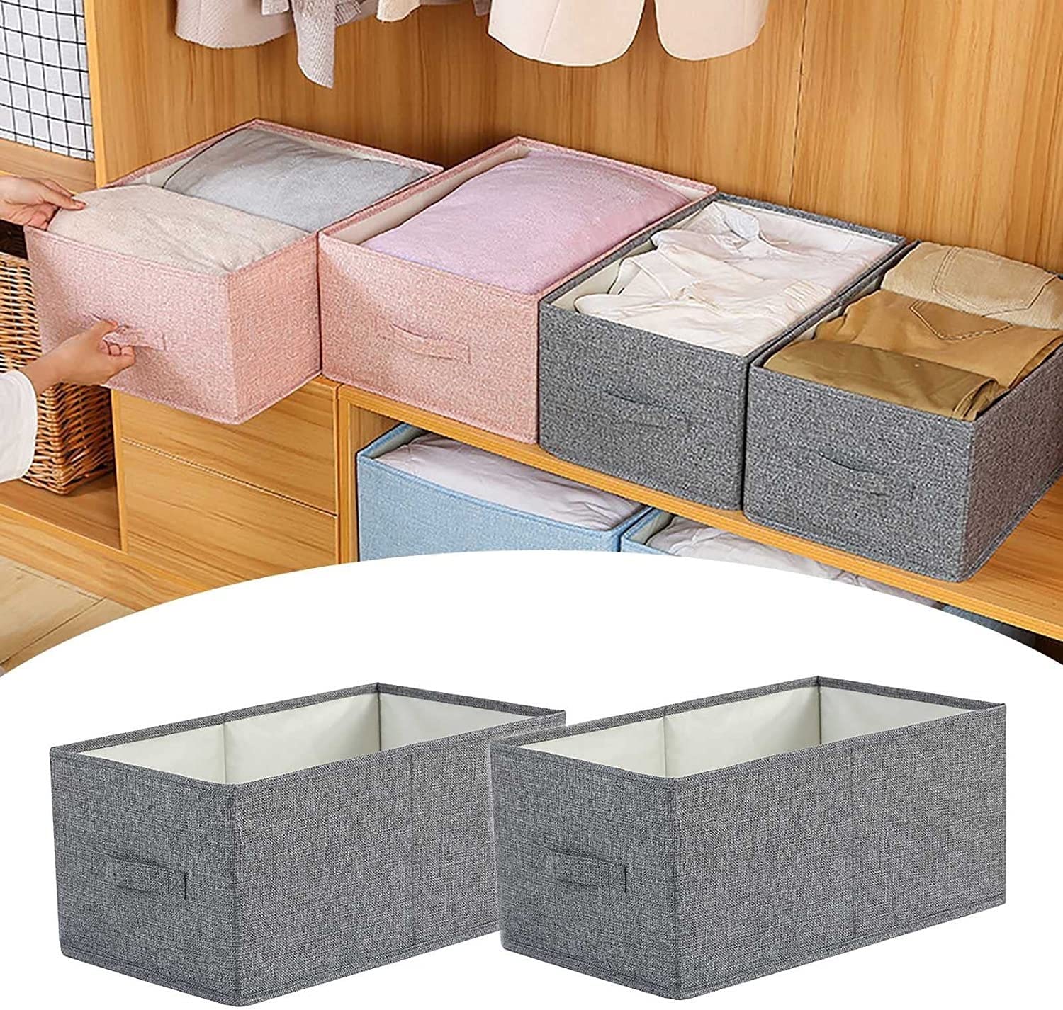 2 Pièces Organisateur De Tiroir De Sous-vêtements Boîtes De Rangement Pliables En Tissu Et Diviseurs De Garde-robe Avec Poignées Support Board Pour Soutiens-gorge Vêtements Chaussettes ( Color : D )