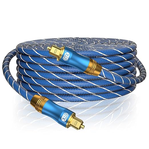 EMK Digital Optical Audio Cable Fiber Optical Toslink Cable SPDIF Audio Cable Male to Male Cord for Home Theater, Sound Bar, TV, PS4, Xbox, PlayStation & More (49Feet/15M)