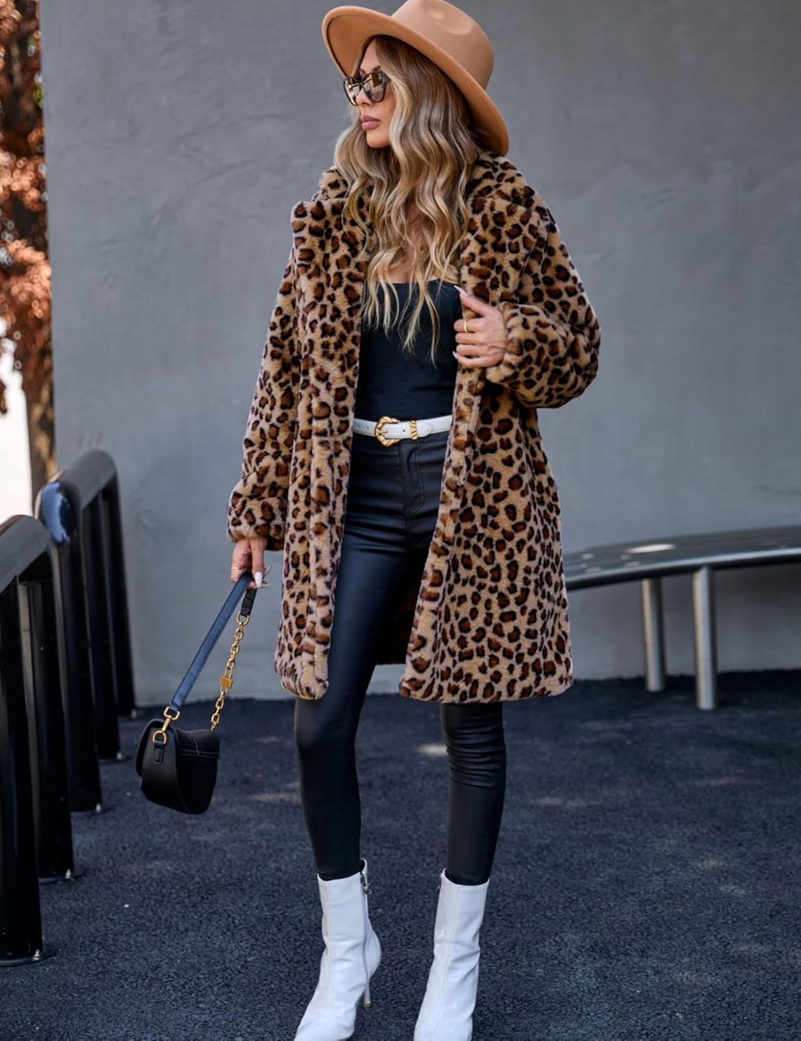 Women's Faux Fur Coat Fuzzy Warm Winter Overcoat Long Fur Jackets Outerwear with Pockets - Image 5