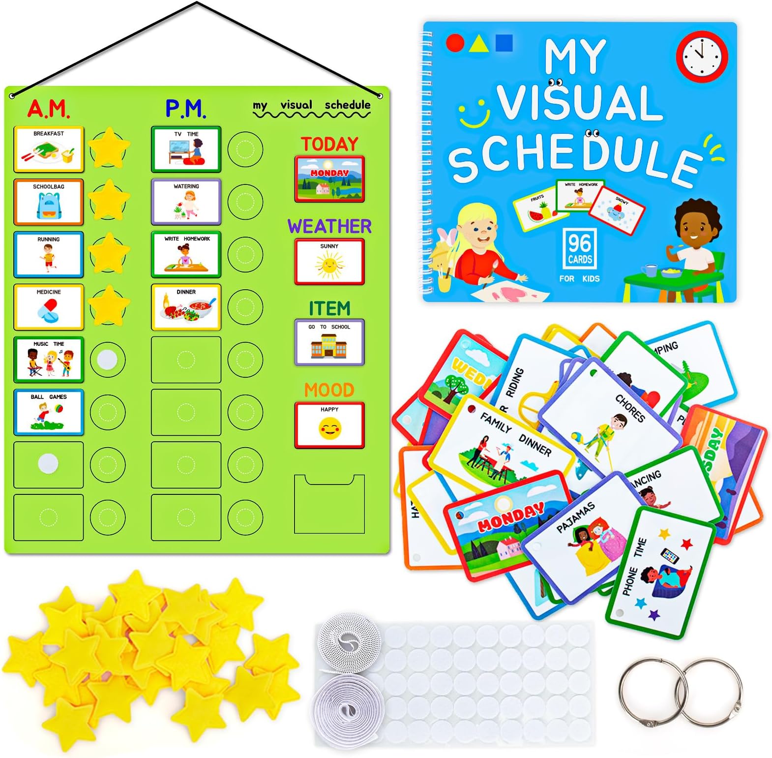 Amazon.com: PITCOTT Visual Schedule for Kids Chore Chart，2 in 1 Daily ...