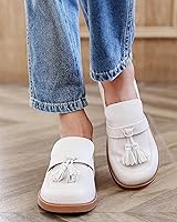 Vista 3 de Coutgo Mocasines para niñas, uniforme escolar, zapatos de vestir, con borlas, zapatos planos para caminar