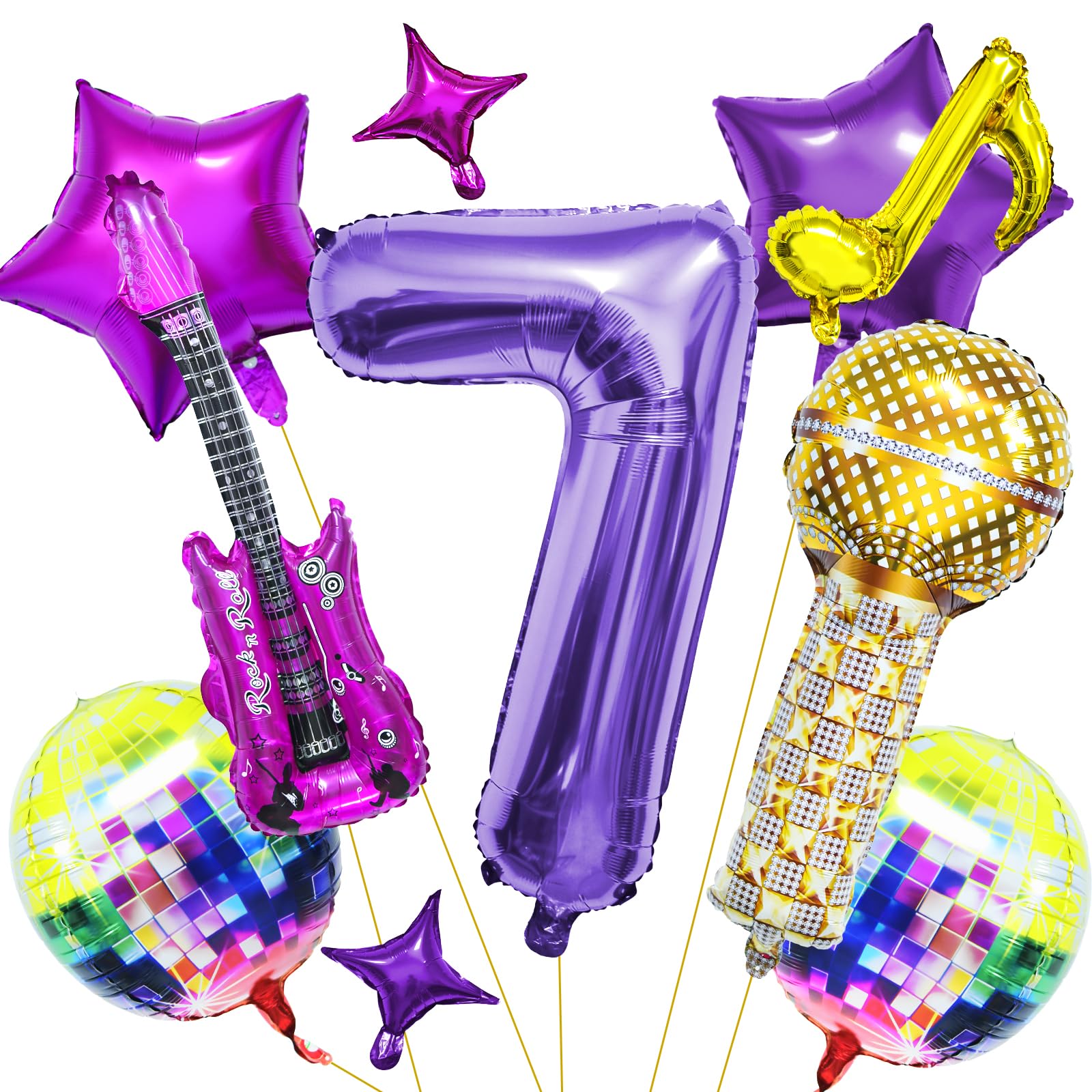 View 1 of 10pcs K pop Balloons Number 7 Kpop Foil Balloons for Birthday Decoration