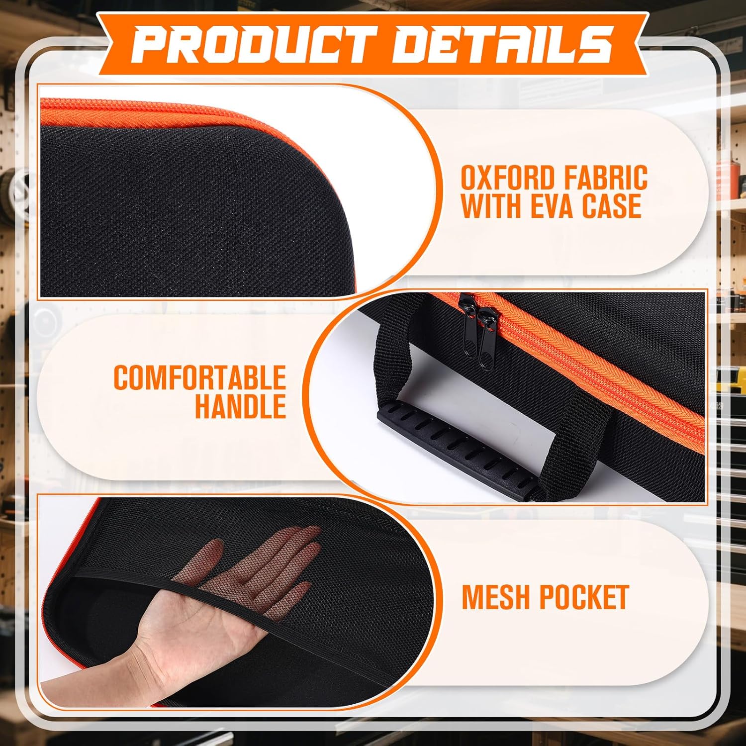 6 Pack Hard Storage Tools Case 13 x 8.8 x 3.5 Inch Empty Drill Tool Organizer Replacement with Handle and Zipper Reusable Hard Carrying Bag for Hand Tools & Electronic Accessory, Case Only