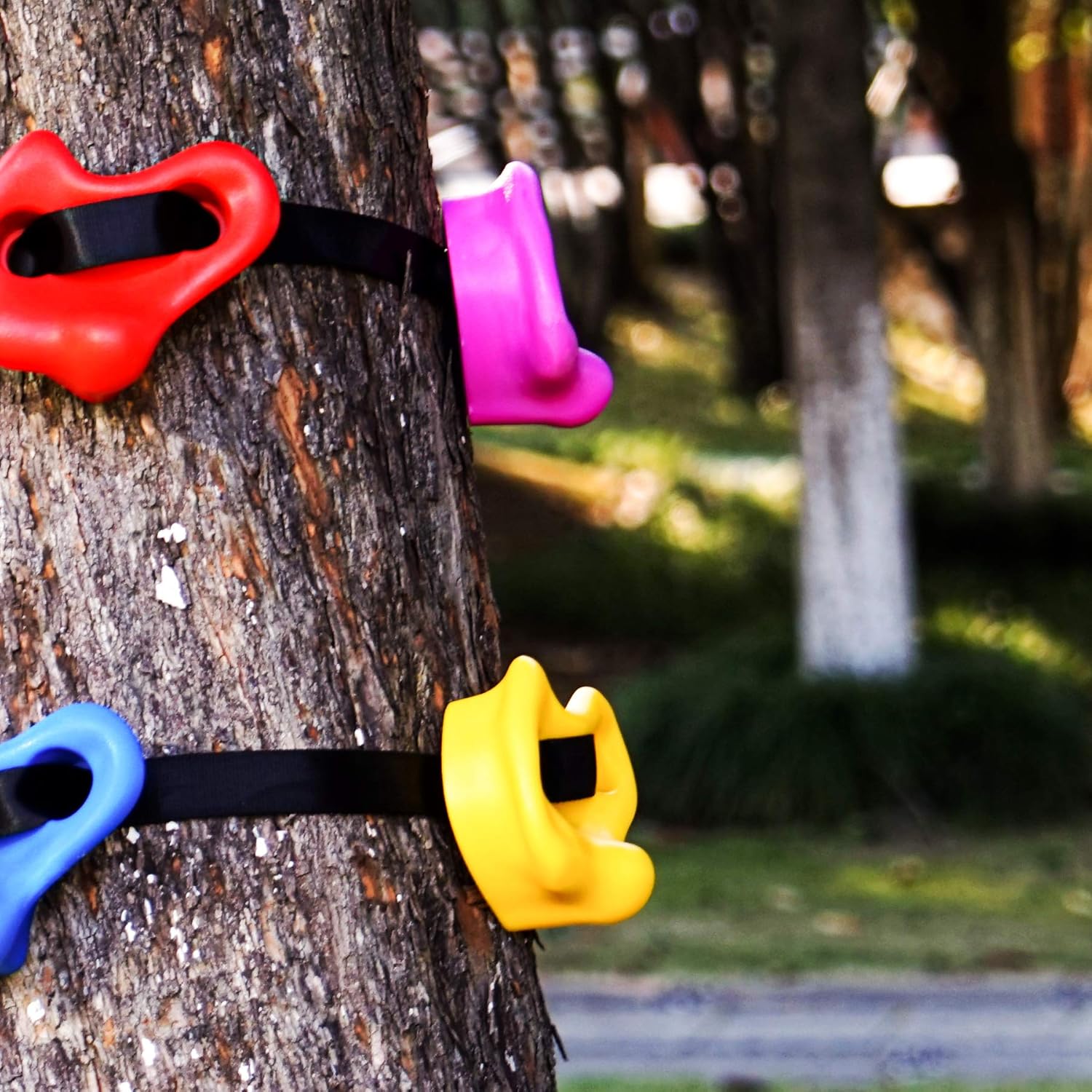 leofit 12pc Ninja Tree Climbing Holds Rock Climbing Holds for Kids Climbing Rocks with 6 Ratchet Straps for Outdoor Ninja Warrior Training : Toys & Games