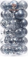 Vista 23 de Sea Team Adornos de esferas navideñas de plástico transparente irrompibles, decorativos, set de esferas de Navidad rellenas de decoraciones Azul