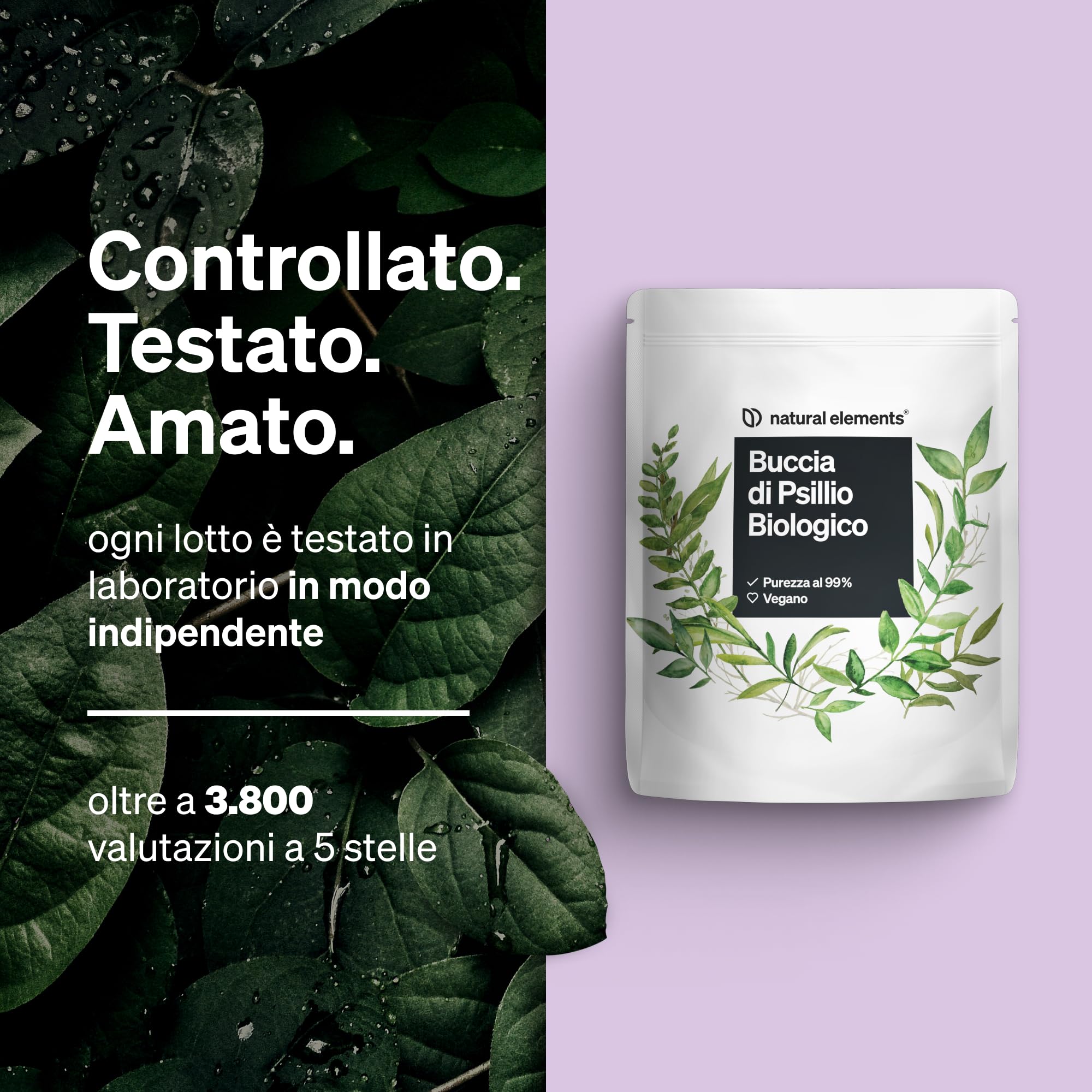 Psillio Polvere, Bucce di Psillio Biologico, Purezza 99%, Sacchetto 500 g, Certificazione biologica, Vegano, Basso Contenuto di Carboidrati, Ricco di Fibre, senza Glutine, senza Additivi Inutili