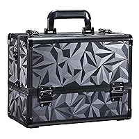 Vista 9 de FRENESSA Estuche de maquillaje de 12.6 pulgadas, organizador de cosméticos grande, almacenamiento de viaje, estuche de transporte profesional