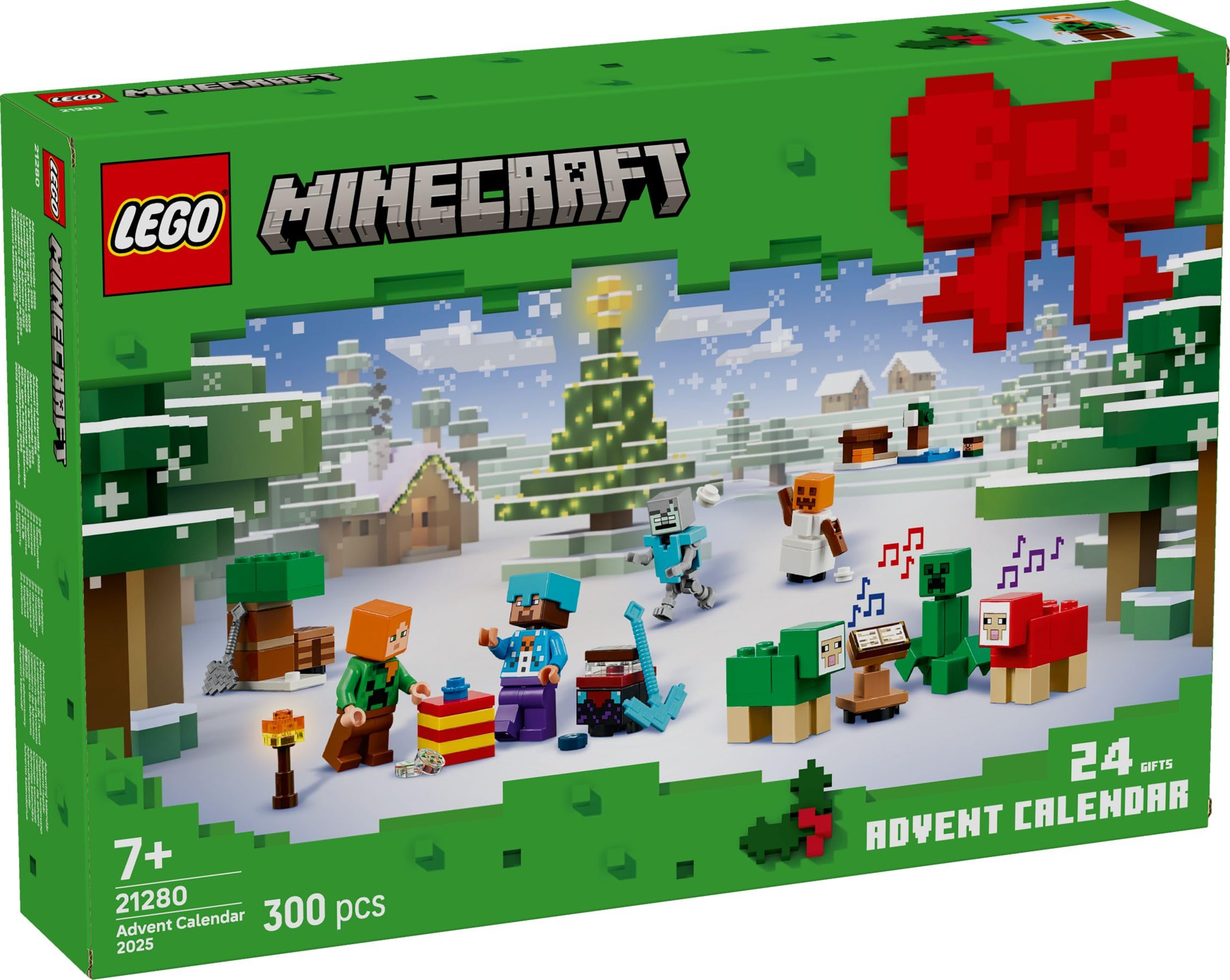 Minecraft Calendario Avvento 2025 Cancelleria e Accessori Countdown Natale Calendari Avvento Cartoleria Creeper Penne Portachiavi Regalo per Gamer (Cubo/Nero