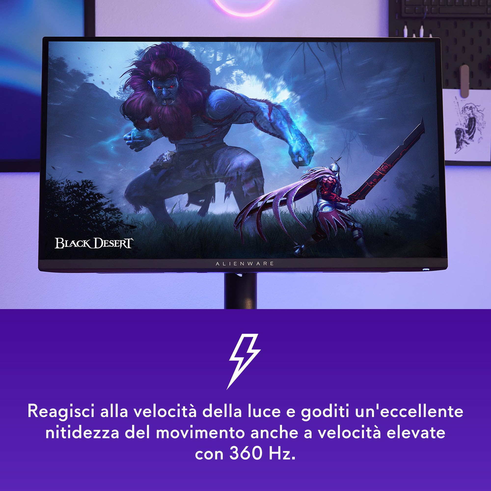 Alienware AW2725DF 27" QHD (2560x1440) Monitor Gaming, 360Hz, QD OLED, 0.03ms, AMD FreeSync Premium Pro, 99.3% DCI-P3, HDR400, USB-C, 2x DisplayPort, HDMI, 4x USB, 3 Anni di Garanzia