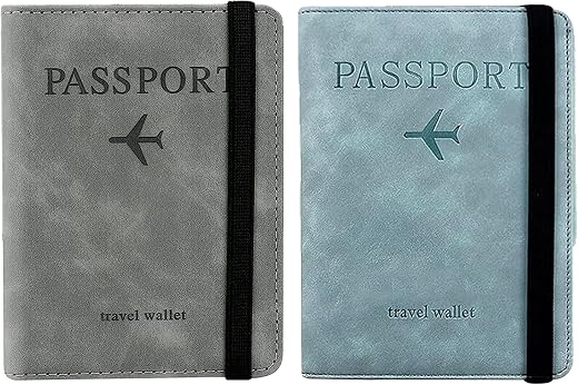BOLDSTUFF Couple 2 Pcs Passport Holder Passport Cover with Credit Card Slot and BoardingPass Slot Bi-Fold Passport Wallet ...