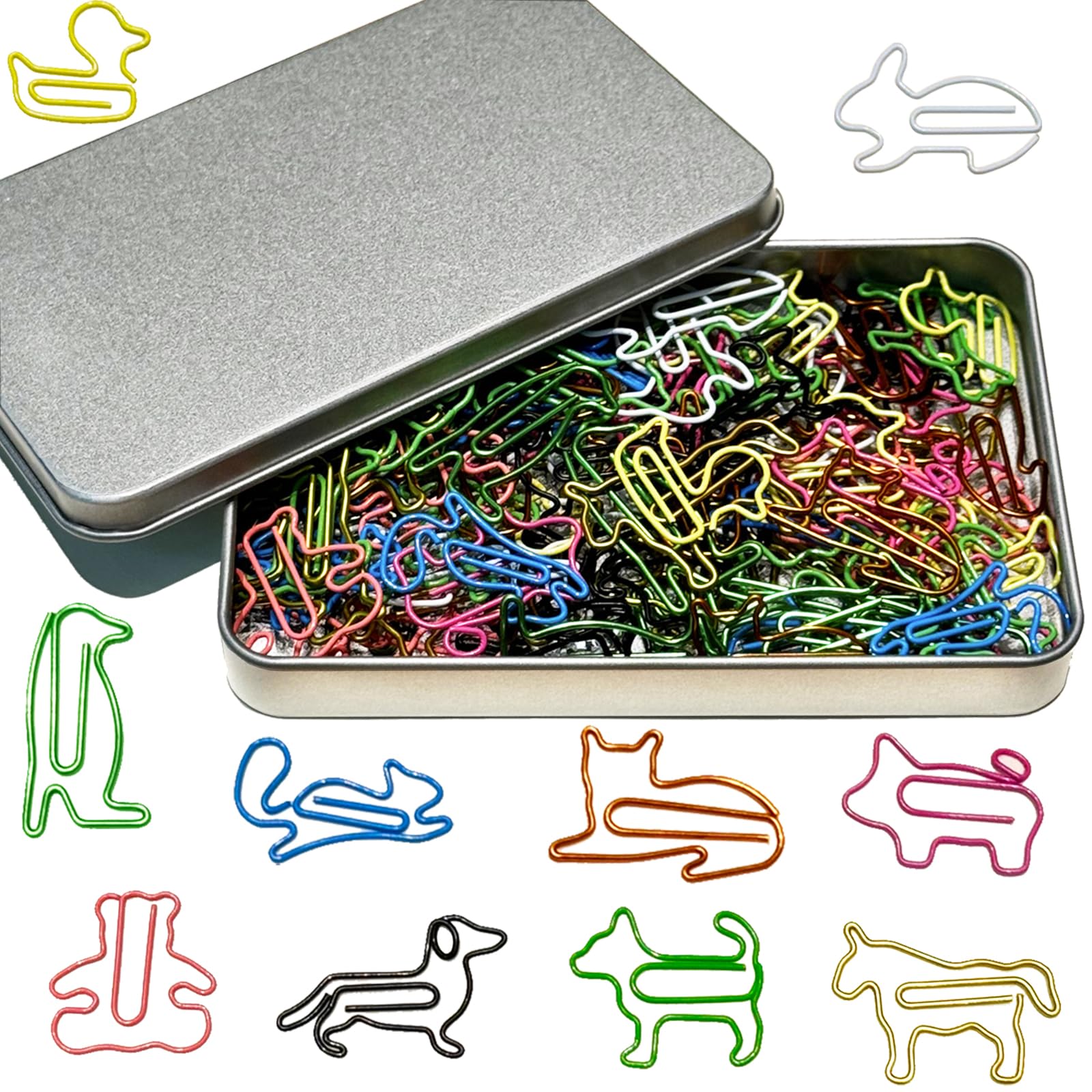 Daxtril Cute Paper Clips 100 PCS, Animal Shaped Paperclips Assorted Colors, Bookmarks Clips Fun Office School Gifts for Women Men Coworkers Teachers