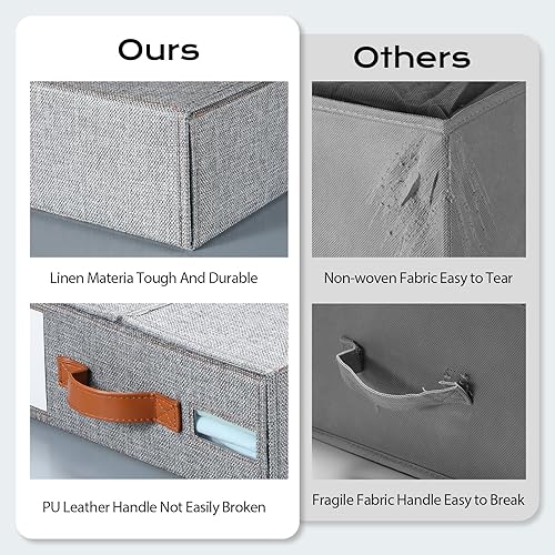Miniatura 7 de Yecaye Paquete de 4 organizadores de sábanas, organizadores plegables de lino y almacenamiento, organizador de sábanas (tamaño Queen y King) con