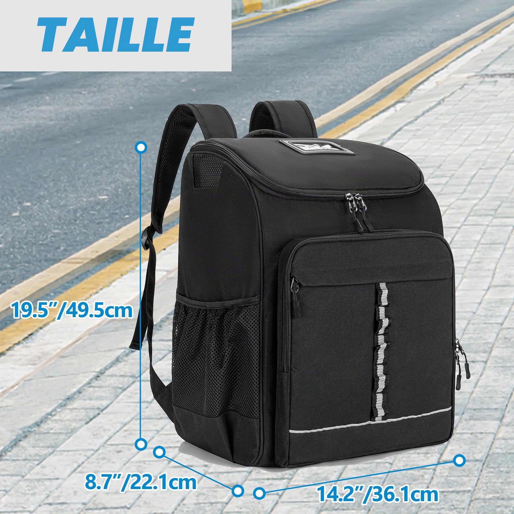 GOBUROS Sac de Patinage à roulettes pour Patins à Glace, Sac à roulettes avec Poche Supérieure pour Casque, Sac à Dos avec Bandoulière Rembourrée Réglable pour Équipement de Patins-Version Améliorée