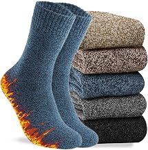 Hocerlu Thermal Socks for Men, 5 Pairs Thick Cushioned Winter Warm Boot Socks for Walking Hiking Trekking Outdoor Activities Everyday Wear, UK 6-11.