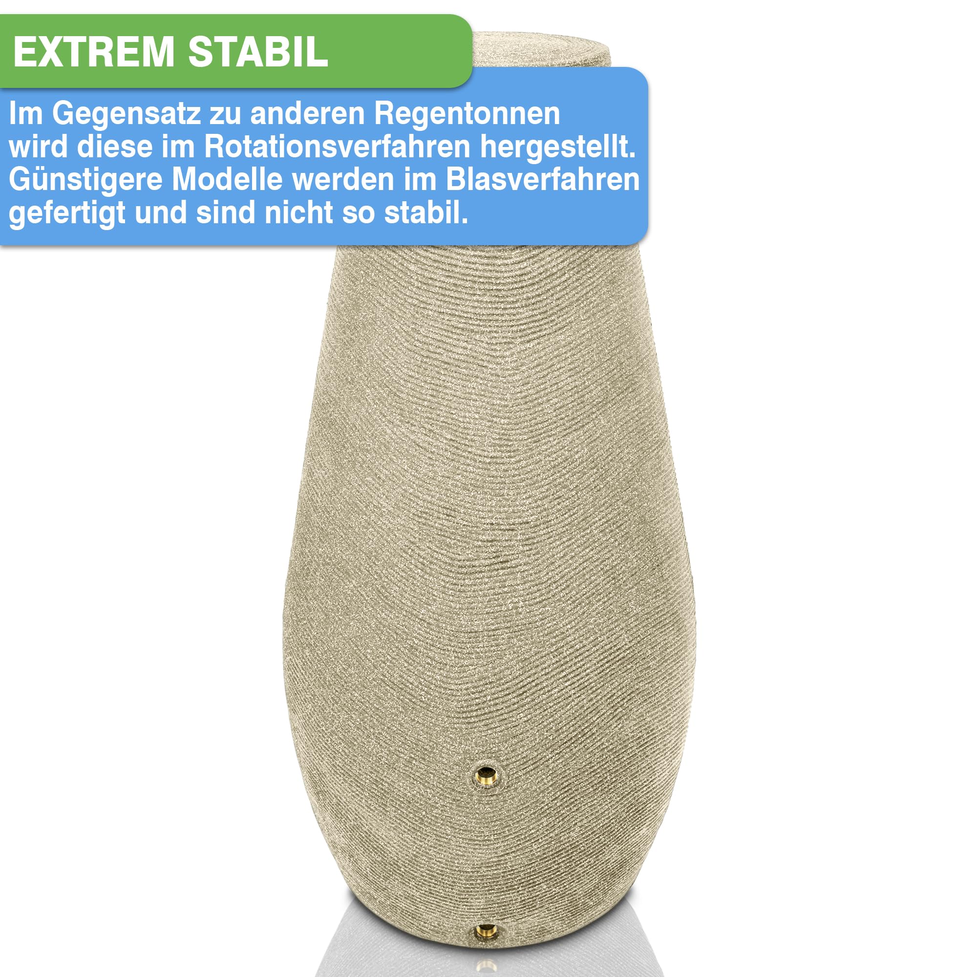 YourCasa Regentonne 200 Liter [EcoDrop] mit Metallgewinde und Deckel - Regenfass Frostsicher aus Kunststoff - Regenwassertonne - Regenwassertank Garten Wassertank Regensammler (Sand)